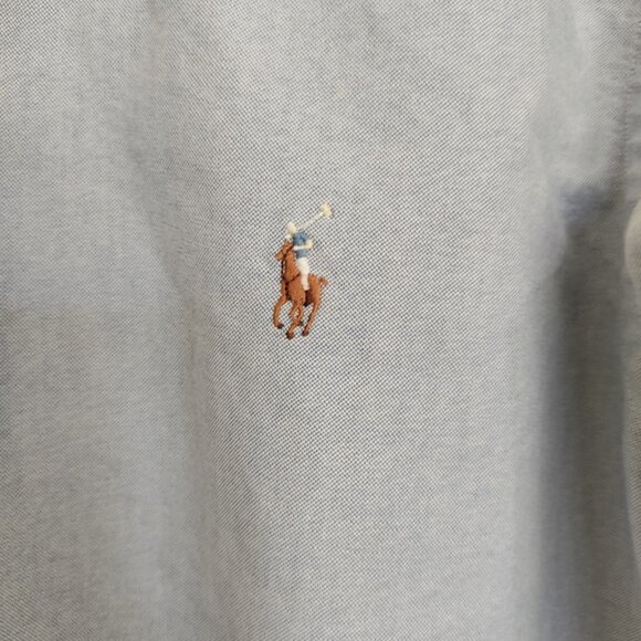 Ralph Lauren Blue Long Sleeve Cotton Custom Fit Button Down Color Pony Cotton XL - Picture 5 of 11